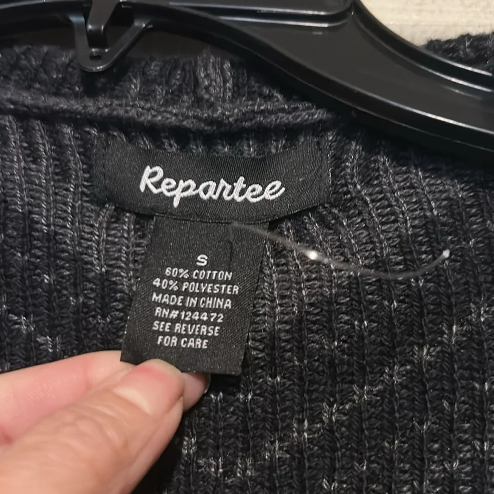 Repartee Black and Gray Geometric Pattern Cardigan Size Small